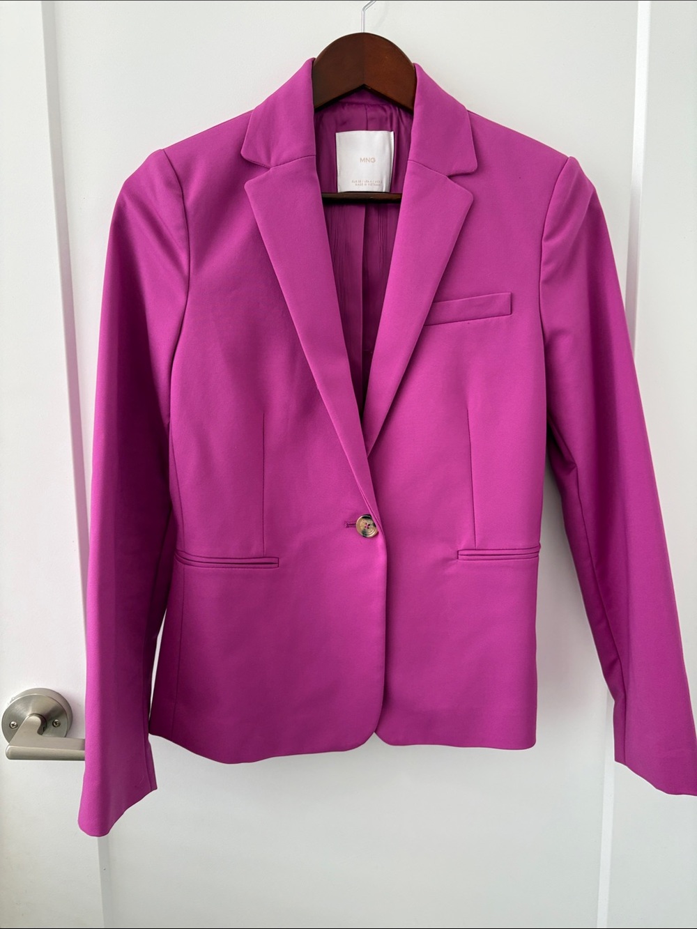 Mango Bright Fuchsia Single-Button Tailored Blazer
